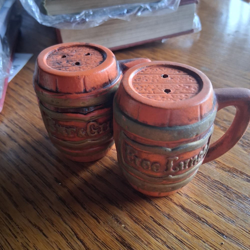 Rustic Orange Barrel Salt and Pepper Shakers - Home Dining